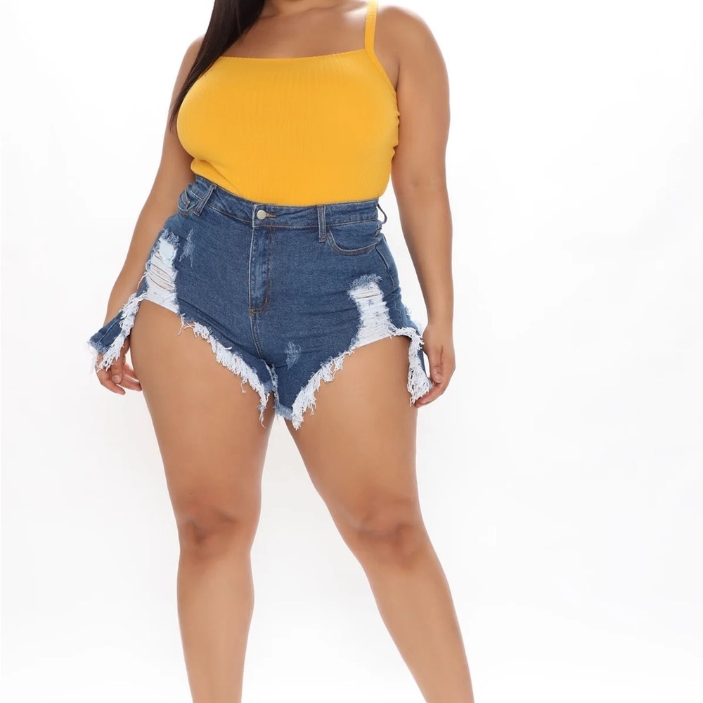 Fashion Nova Blue Distressed Jean Shorts​